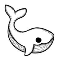 Hand drawn Cartoon Whale N2