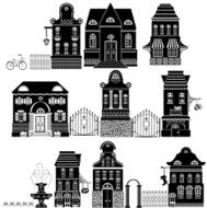 Set of Cartoons houses isolated on white background
