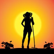 Vector silhouette of a gardener N48