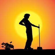 Vector silhouette of a gardener N50