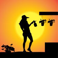 Vector silhouette of a gardener N52