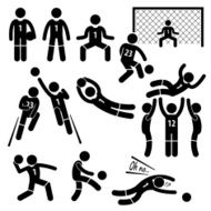 Goalkeeper Actions Football Soccer Stick Figure Pictogram Icons
