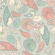 vector sea shells seamless pattern N3