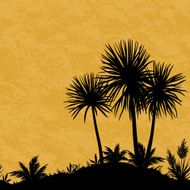 Seamless Landscape Palms and Plants Silhouettes N2
