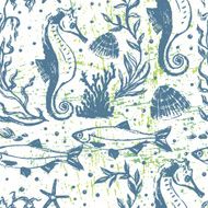 Seamless background with sea life scene N2