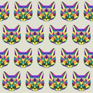 Abstract motley polygonal triangle geometric angry cat seamless pattern