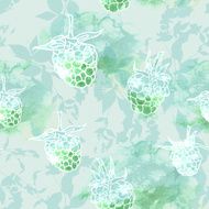 raspberry on green background seamless pattern Vector