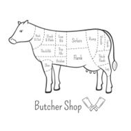 British cuts of beef diagram and butchery design element