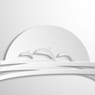 Vector card with dolphin Abstract silhouette 3D elements shadows and
