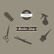 Vector set of retro barber shop labels logo badges and