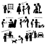 Obedient Good Little Child Kid Boy Stick Figure Pictogram Icon N2