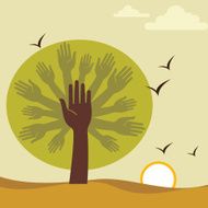hand and tree-save nature