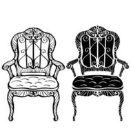 Furniture hand drawn set vintage chair armchair