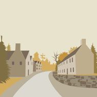 Mountain village background vector illustration