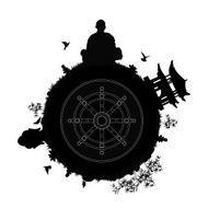 buddhist planet with a dharma wheel