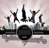 Active Jumping People Abstract Background for Party