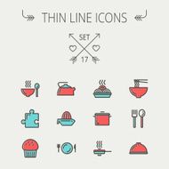 Food thin line icon set N3