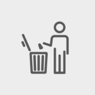 Man throwing garbage in a bin thin line icon N2