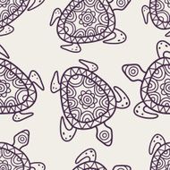 Vector seamless decorative pattern Hand drawn turtle tribal background