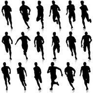 Set of silhouettes Runners on sprint men N9