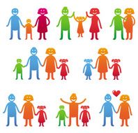 Vector family icons - happy parents with kids N2