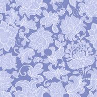 blue ethnic flowers seamless vector pattern