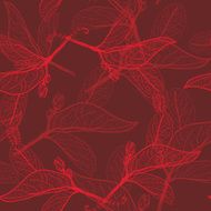 Leaves contours on brown background floral seamless pattern hand-drawn Vector