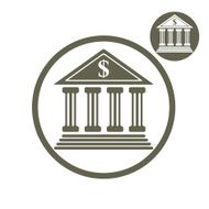 Bank building vector simple single color icon isolated on white N2