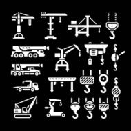 Set icons of crane lifts winches and hooks N2