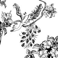 bird and hibiscus