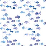 watercolor fish seamless vector pattern