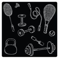 Vector Illustration Silhouette of sports equipment