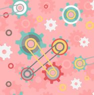Seamless pattern with gears on pink background
