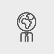 Human with globe head thin line icon N4