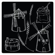 vector illustration silhouettes of mills