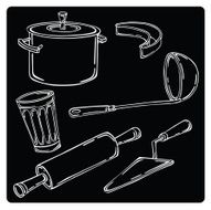 vector illustration silhouettes of kitchen accessories N4