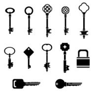 Black Key Silhouettes with Lock