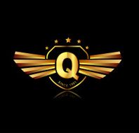 Letter Q winged crests logo Alphabet logotype design concept