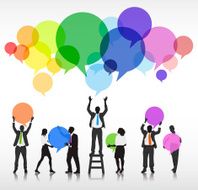 Silhouette of Business People and Speech Bubbles Vector