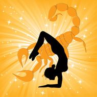 Woman in yoga scorpio asana