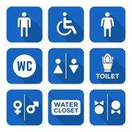 various white color flat style water closet signs toilet restroo