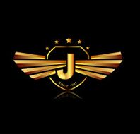 Letter J winged crests logo Alphabet logotype design concept