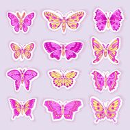Set of Butterflies Decorative Isolated Silhouettes in Vector N5