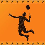 Silhouette of a professional badminton player