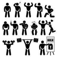 Body Builder Bodybuilder Muscle Man Stick Figure Pictogram
