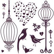 wall stickers birds cages