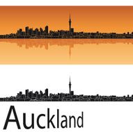 Auckland skyline in orange background