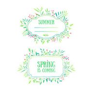 Beautiful card Spring and summer background Ornament from leaves berries N2