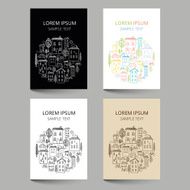 Document template with houses doodles in circle N2