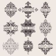 Set Of Nine Ornate Banner Text Quad N2